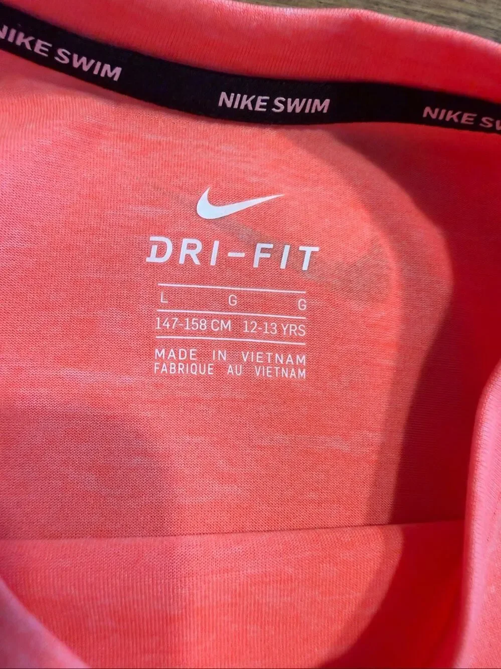 Nike Kids Dri-FIT Heather Crew Neck Raglan Sleeve Swim T-Shirt Orange Large